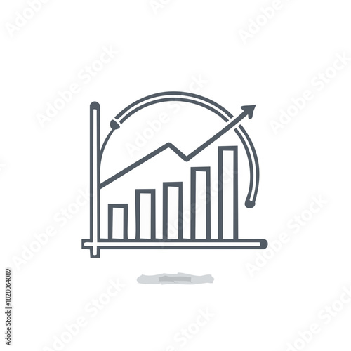 Progressive Bar Chart with Rising Arrow, Indicating Growth and Success
