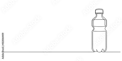 Continuous one line of a water bottle, representing hydration awareness, drawn vector illustration.