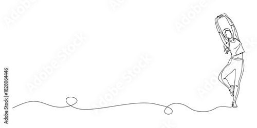 Continuous one line of a person stretching, representing daily physical activity tips, drawn vector illustration.