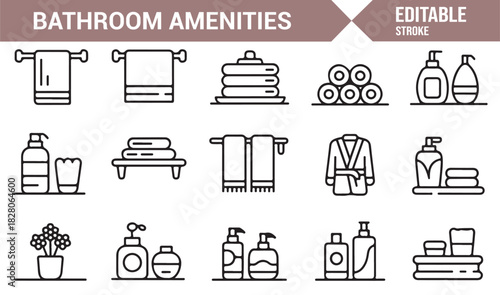 Home and hotel bathroom essentials vector illustrations