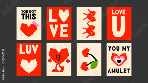 Minimal grunge valentine design with textured layers and simple heart elements. A modern love poster with attitude.