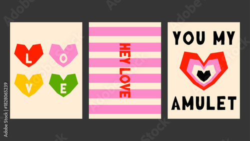 Romantic grunge poster with modern typography and rough brush strokes. Trendy Valentine print for expressive decor.