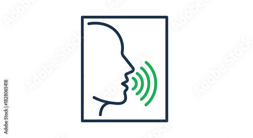 Voice recognition icon: minimalist line art symbol for technology and communication apps