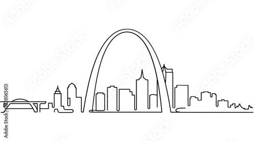 St louis skyline arch and cityscape line drawing