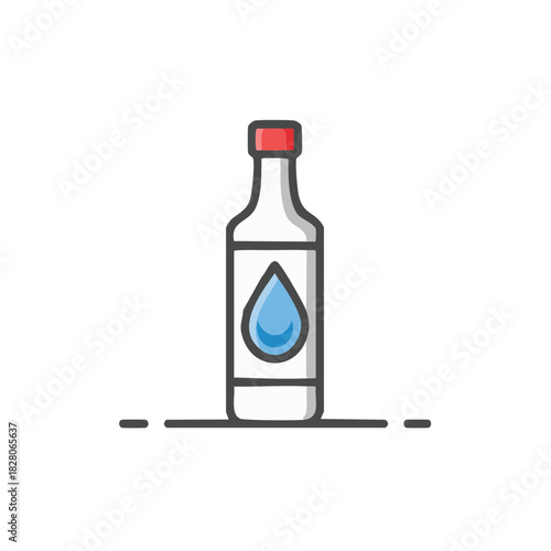 Water Bottle with Drop Icon Vector Illustration Liquid Beverage Container