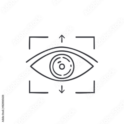 Human eye focus and tracking system icon representing vision technology and biometric security