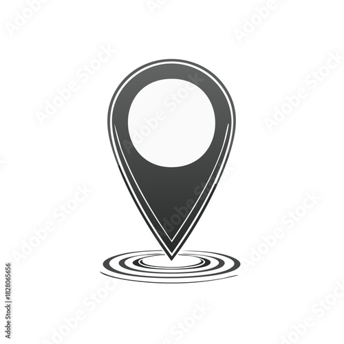 Location Pin Symbol with Circular Ripples Indicating Place
