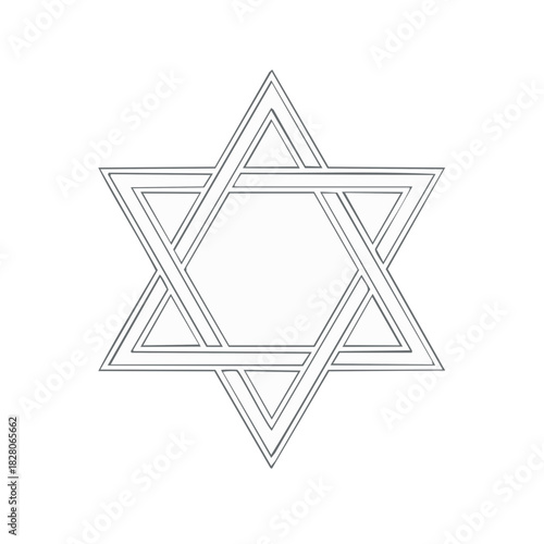 Graphic outline of traditional Jewish Star of David symbol of religion and culture