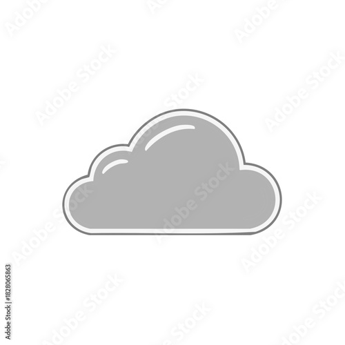 Simple gray cartoon cloud icon illustration for weather forecast or data storage symbol