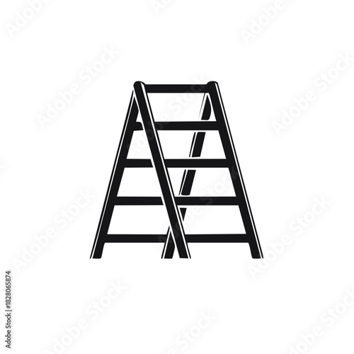 Black silhouette of a portable step ladder illustration