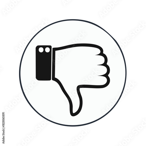 Vector icon of a thumbs down hand gesture representing dislike, disapproval, and negative feedback