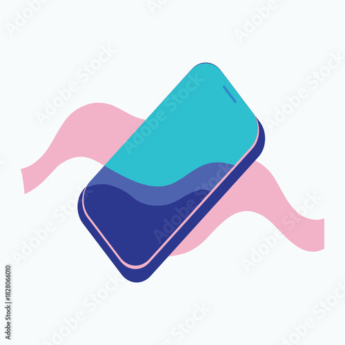 Transparent Screen Smartphone on Gradient Wave Background Mockup