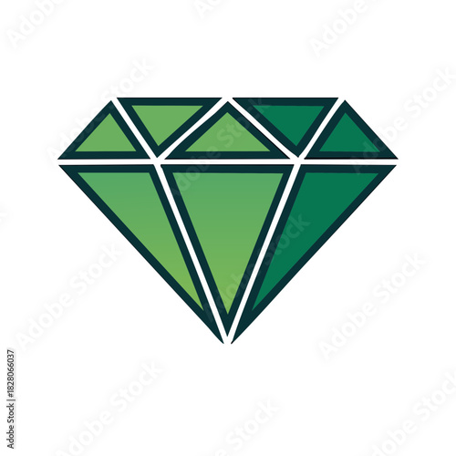 Geometric Emerald Gemstone Faceted Jewel Crystal Abstract Design