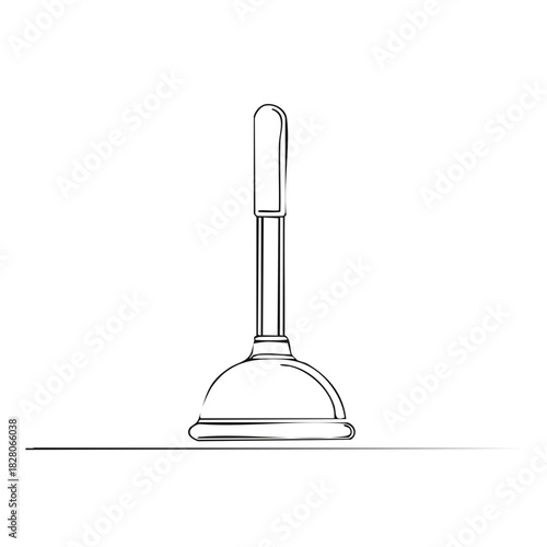 Simple Line Drawing of a Plunger Tool with a Handle and Rubber Cup