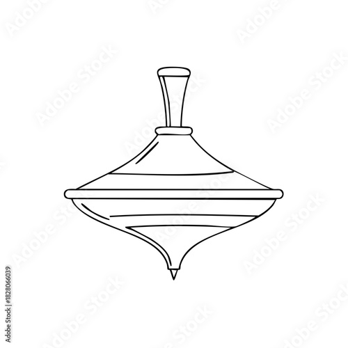 Line art illustration of a spinning top toy