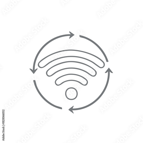 Wireless Network Refresh Icon with Arrows Circulation Internet Access