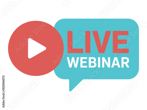 A live webinar icon with a play button and text "LIVE WEBINAR" in a speech bubble.