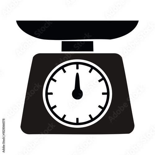 Black and white weighing scale silhouette icon for precise kitchen food measurement and cooking