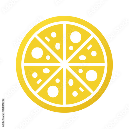 Vibrant yellow lemon fruit slice icon with segmented pulp in a clean minimalist vector design
