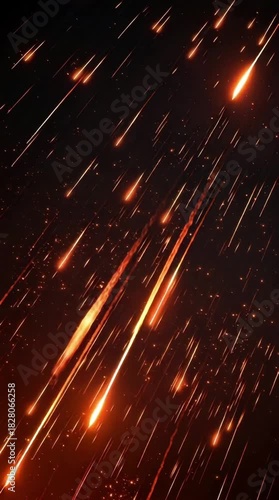 Fire meteor shower in dark sky / lluvia de meteoritos de fuego en cielo oscuro 3