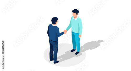 Business partnership agreement isometric style