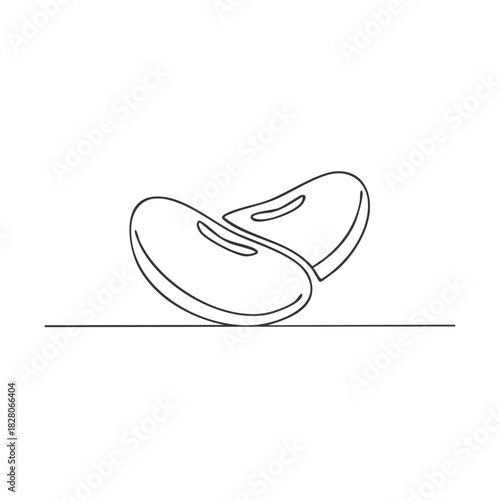 Simple continuous line art of two beans a symbol of healthy natural plant-based food
