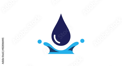 Minimalist water drop splash icon with blue gradient design