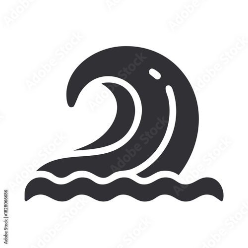 Dynamic stylized ocean wave icon portraying powerful water movement and maritime energy concepts