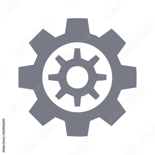 Gear wheel icon with a smaller internal cog in light gray.