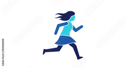 Minimalist running girl silhouette in motion