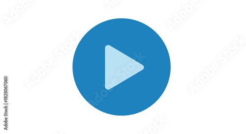 Simple blue play icon on white background for digital media and apps