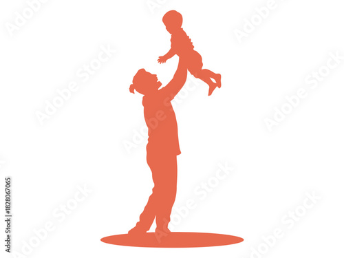 Silhouette of a parent throwing their child into the air with joy and love.
