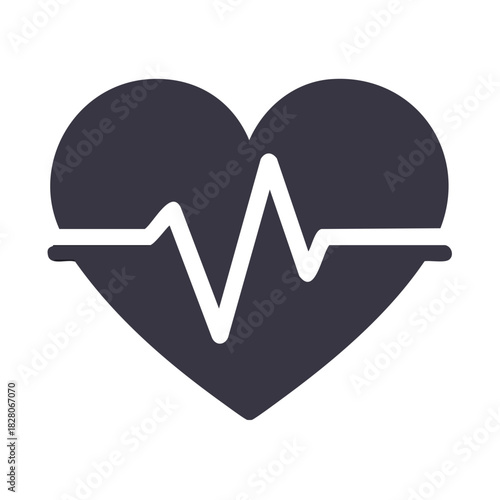 Heart shape with electrocardiogram heartbeat line graphic symbol