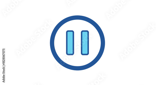 Blue circular pause button icon for media control interfaces