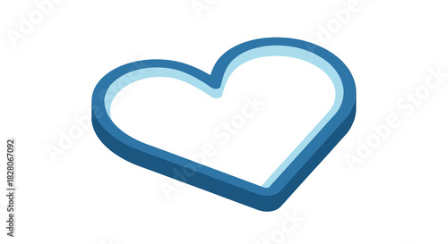 Isometric blue heart shape on white background: modern 3d design