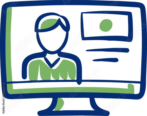 Online video conference icon vector for virtual meeting and webinar design