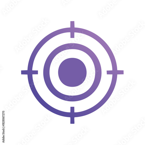 Abstract target icon with concentric circles and crosshairs in purple gradient