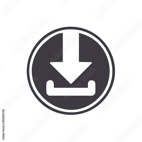 Circular download button icon representing data transfer or file saving process