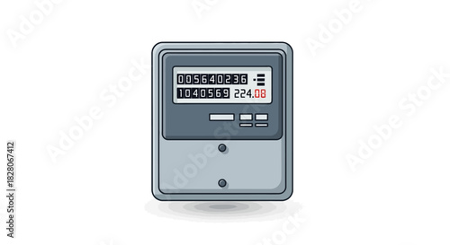 Modern utility meter displaying energy usage with digital counters