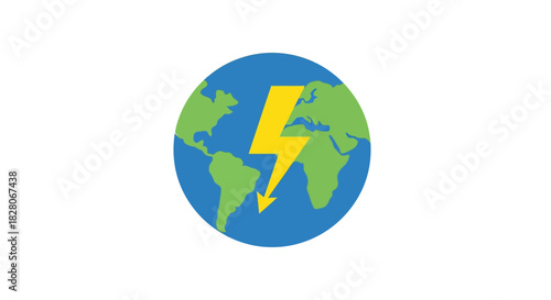 Earth with energy bolt symbolizing global power and renewable energy