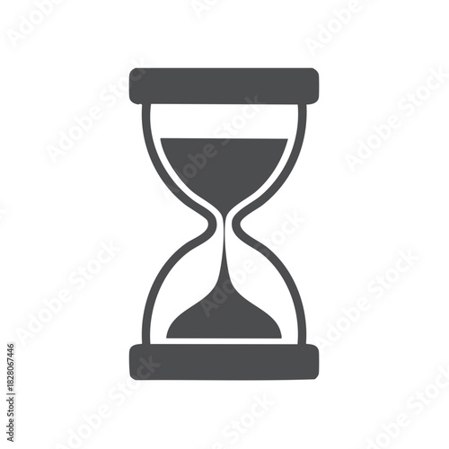 Simple dark gray hourglass graphic symbolizing the passage of time and hourglass sand flow