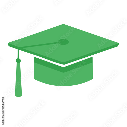 Illustration of a Green Graduation Cap and Tassel for Academic Achievement and Success