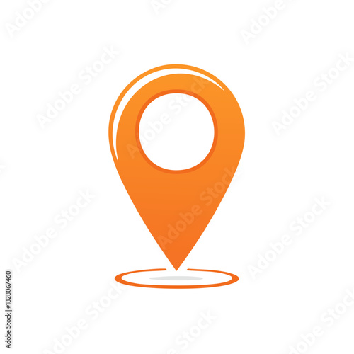 Vibrant orange map marker icon representing location, GPS, and destination tracking