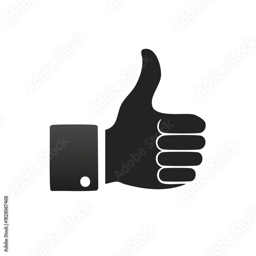 Hand with Thumb Up Symbol Illustration, Approval Gesture, Positive Feedback, Black Graphic