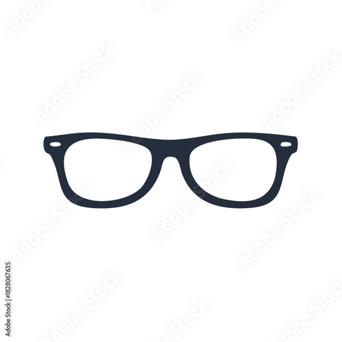Stylish classic eyeglasses flat design icon with thick dark frames