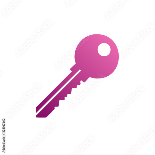 Pink and purple gradient key icon representing security access solution and unlocking concepts