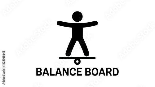 Black silhouette icon of a person balancing on a balance board with text