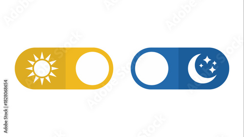 Day and night mode toggle switch icon set for user interface design