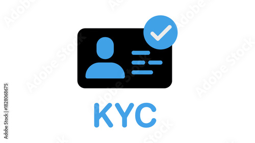Icon representing a verified identity card with kyc text