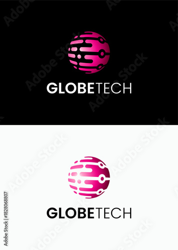 GlobeTech Logo Design with Circuitry Sphere Icon